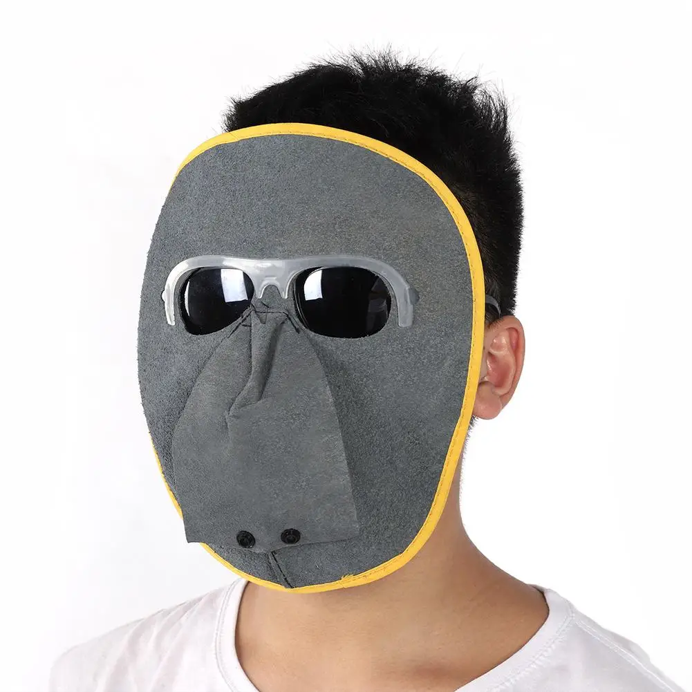 

Welding Helmet Cow Leather Head Welding Mask Protective Helmet Welder with ATC Polarized Glasses