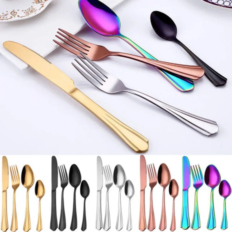 

4 pcs Luxury Stainless Steel Knife Fork Spoon Tableware Cutlery Banquet Party