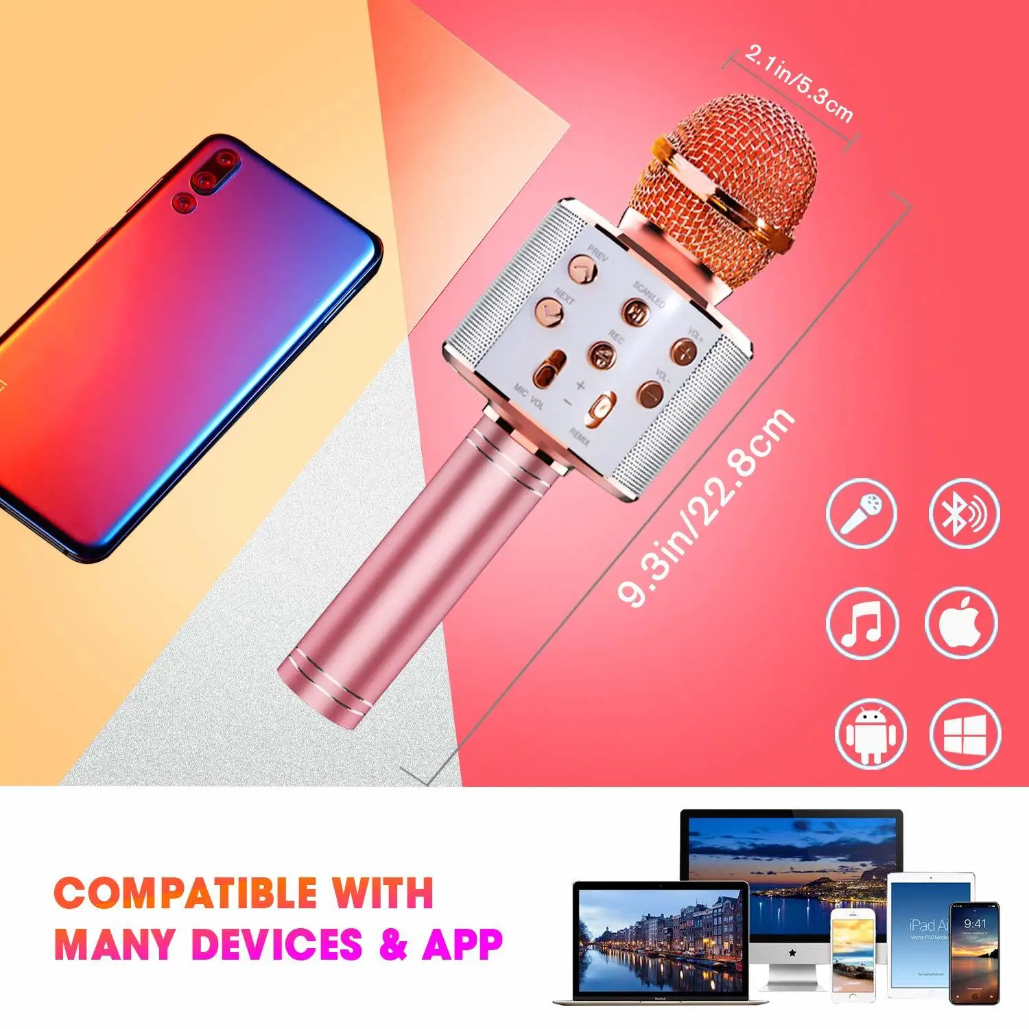Beste Draadloze Karaoke Record Microfoon 4 In 1 Bluetooth Handheld Draagbare Speaker Machine Thuis Ktv Speler Voor Android   Ios Apparaten