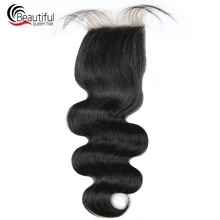 Красивая Королева 10A бразильские человеческие волосы прозрачное кружево Закрытие 4x4 тело волна кружева заказ с сеткой швейцарские кружева девственные волосы