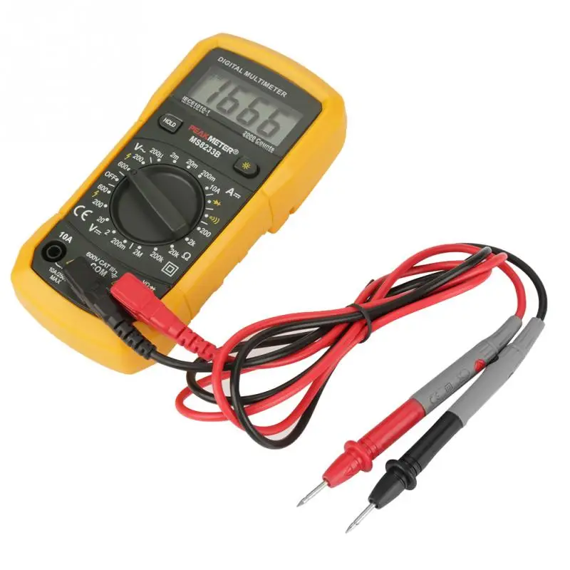 PEAKMETER PM8233B Digital Multimeter Auto Ranging Handheld 2000 Counts Voltage Current Meter