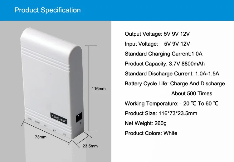  Kingsener Wifi Router Ip Camera UPS Battery Backup Uinterruptible Power Supply DC Portable 5V 9V 12