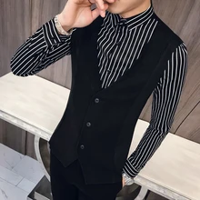 Повседневное социальных для мужчин Клубная рубашка Весенняя мода в полоску рубашка с принтом длинным рукавом Kemeja Pria Camisa Masculina фальш