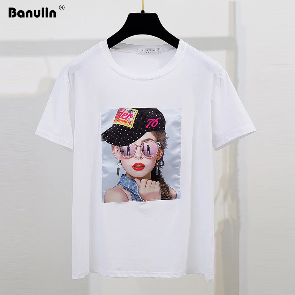 Banulin White Female T-shirt 2019 T Shirts Summer Novelty Tee T Shirt Short Sleeve Print Women Cotton O-Neck Tops Tees Banulin White Female T-shirt 2019 T Shirts Summer Novelty Tee T Shirt Short Sleeve Print Women Cotton O-Neck Tops Tees