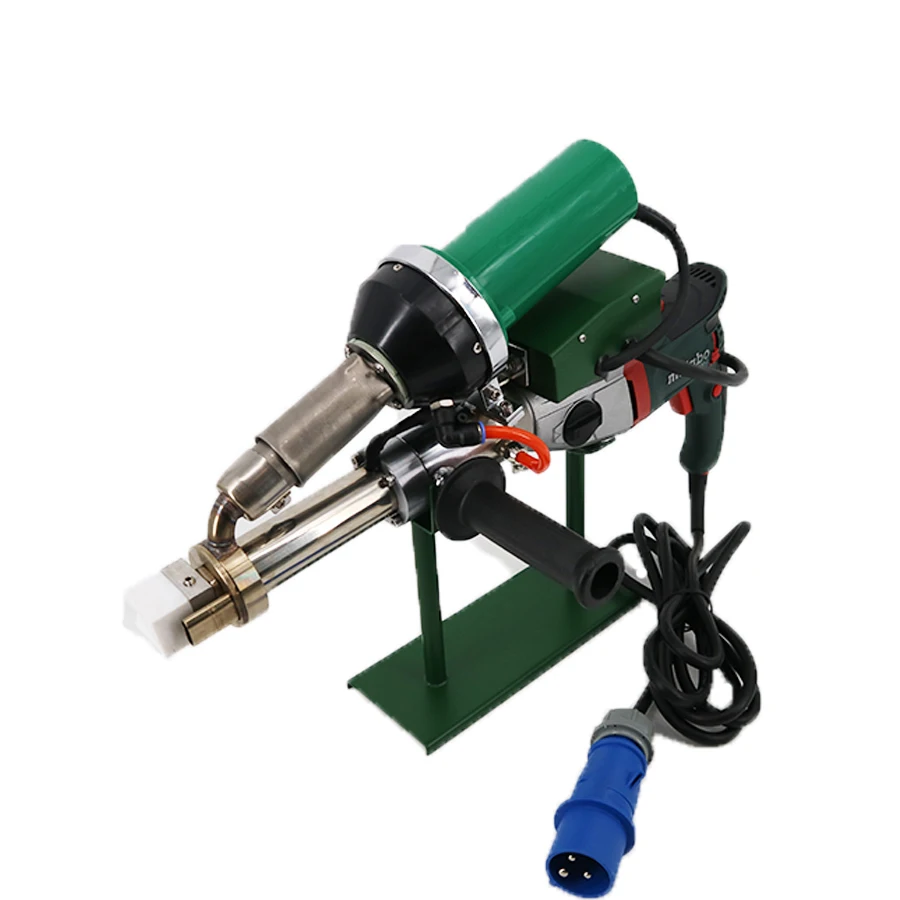 

Temperature adjustable plastic extruding welder for pipe fusion welding