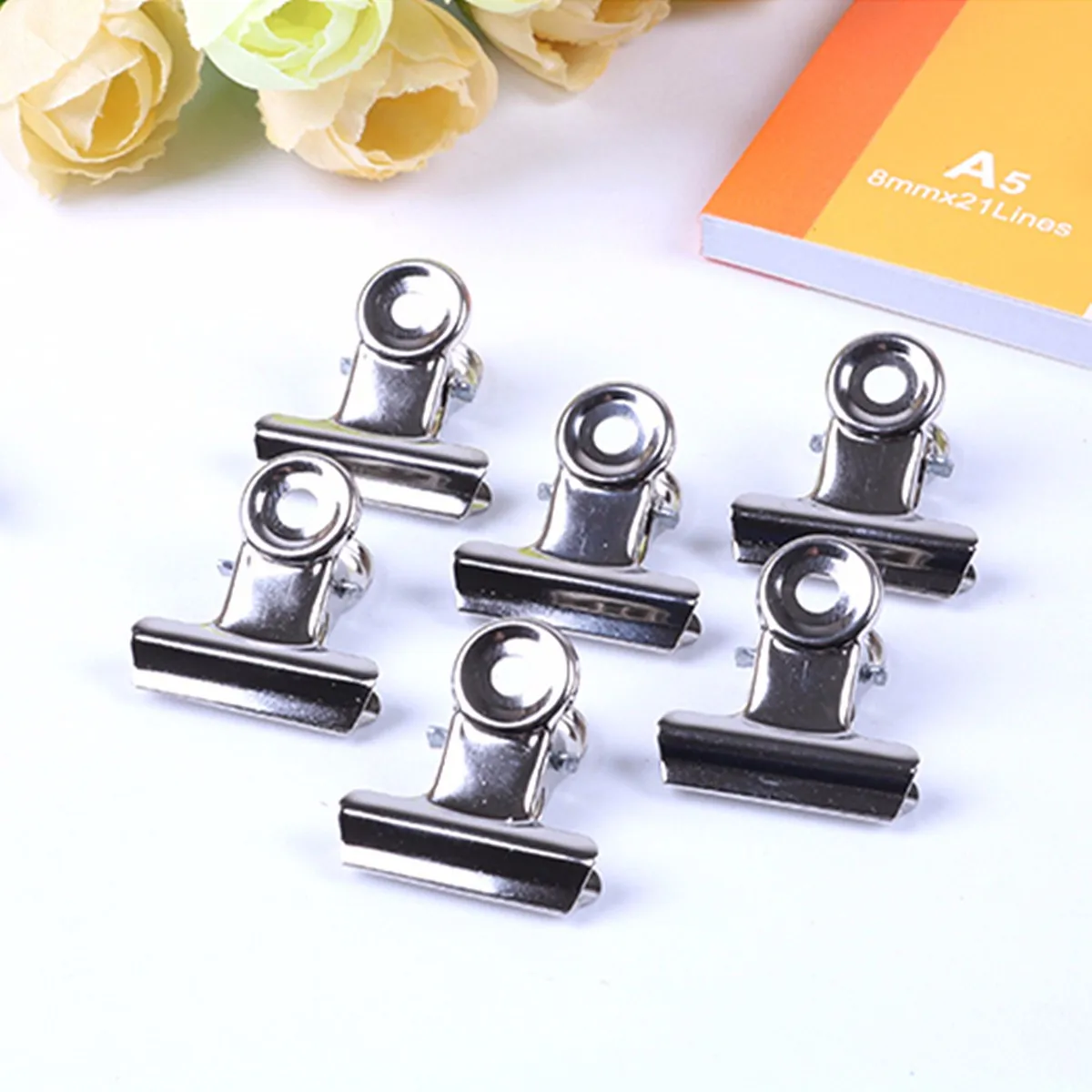 

6Pcs/set Stainless Steel Silver Metal Bulldog Clips Sizes Money Letter Binder Paper File Clamps 75mm / 50mm Office School Supply