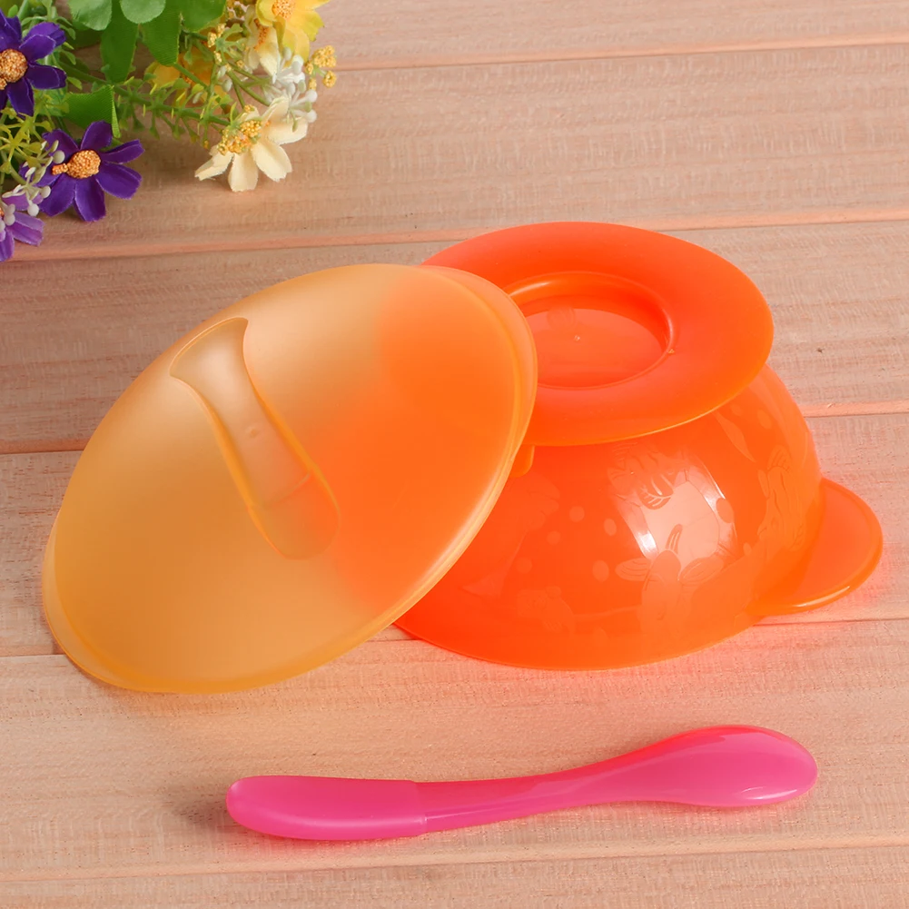 3pcs/Set Baby Feeding Bowl with Cover Temperature Sensing Spoon Infant Non-slip Sucker Bowl Spoon Kids Food Container Dishes Set 3pcs/Set Baby Feeding Bowl with Cover Temperature Sensing Spoon Infant Non-slip Sucker Bowl Spoon Kids Food Container Dishes Set