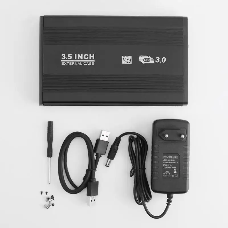 3.5 Inch USB 3.0 SATA External HDD Disk Hard Drive Enclosure Case Cover External Storage Box Support Hard Drive up to 4TB