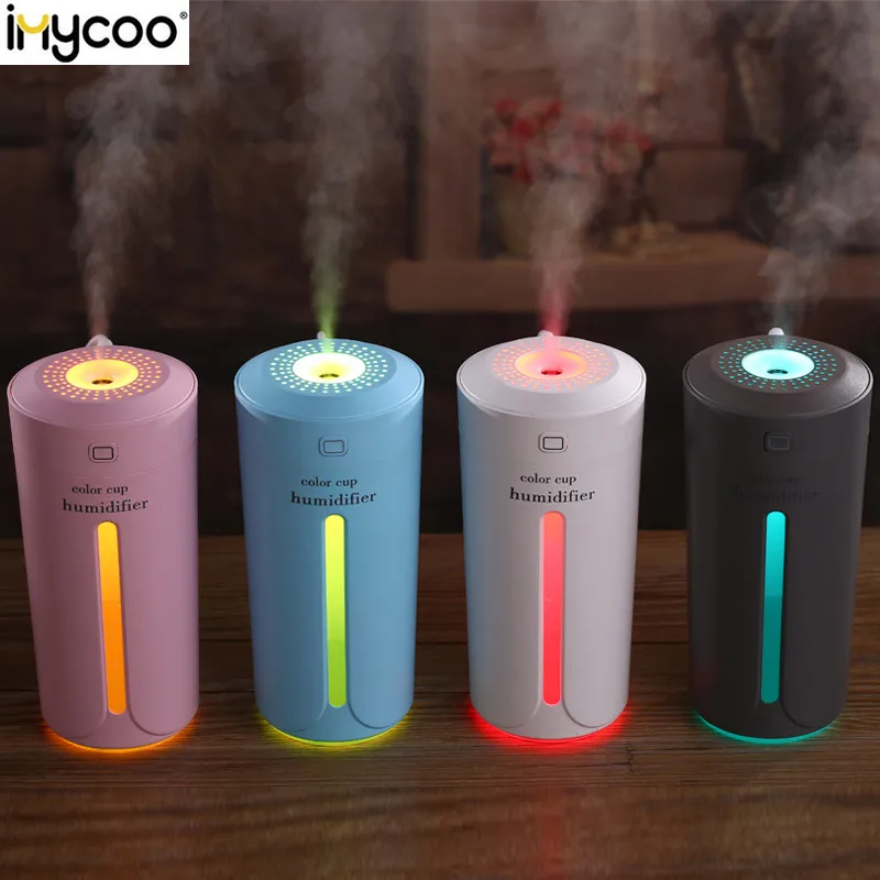 

IMYCOO 230ml Ultrasonic Humidifier LED Colorful Night Light Timing 4-8h USB Charging Home Air Essential Oil Diffuser Atomizer