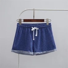 Хлопковые женские брюки для девочек, однотонная Пижама, шорты кружевное ночное белье, Короткие свободные летние Пижамные штаны для подростков