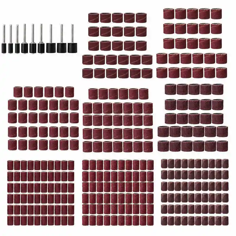 

338pcs Drum Sanding Abrasive 1/2'' 1/4'' 3/8'' Drill Chuck Sander Tool Set For Polished Polishing Metal