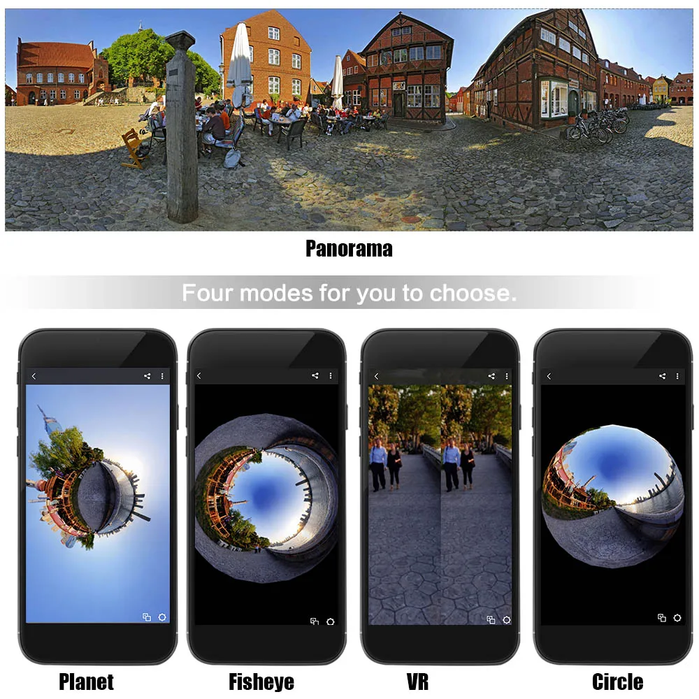 Камера с обзором 360 градусов Detu Wi Fi 1080P 30fps 8 Мп рыбий глаз для виртуальных очков