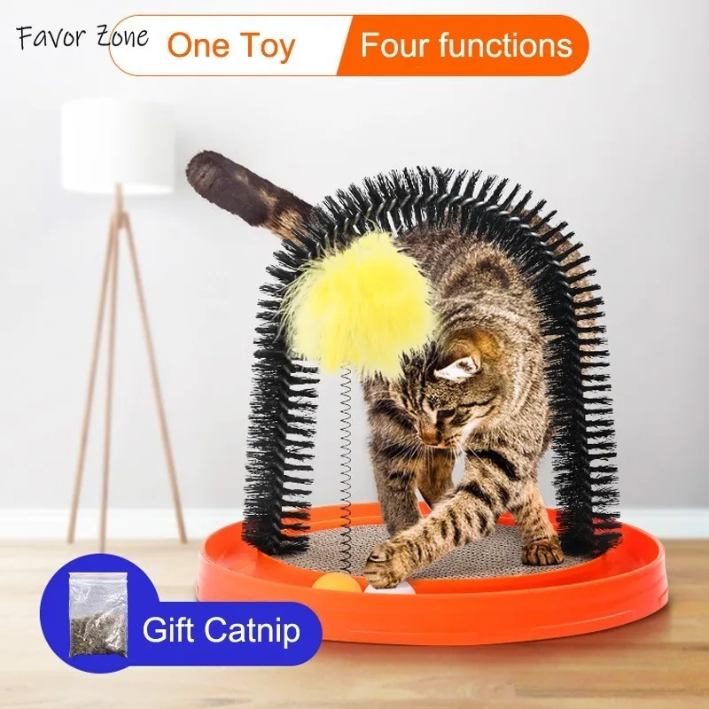 

Multifunction Cat Toy Four In One Toys For Cats Funny Cat Stick Itching Device Scratch Board Intellectual Ball Turntable Toy Cat