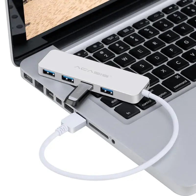 Acasis HS 080 USB Hub Алюминий сплав 4 Порты и разъёмы 3 0 Splitter Адаптер Для iMac MacBook Air usb3.0 ПК