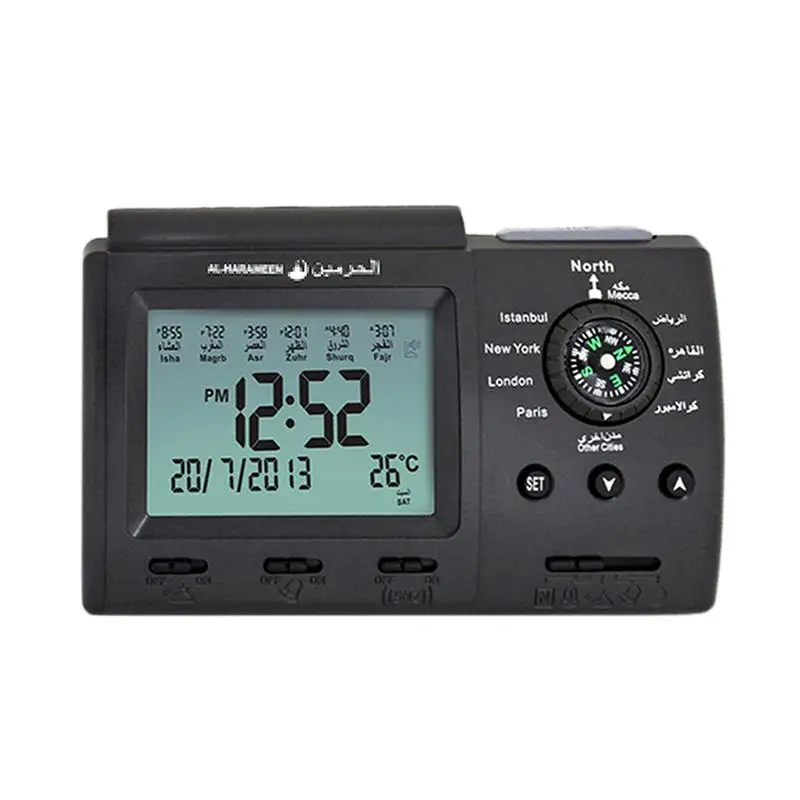 

Desktop Alarm Prayer Clock Compass Electronic Calendar Plastic Luminous Practical Muslim Praying Islamic Clock Quick Delivery