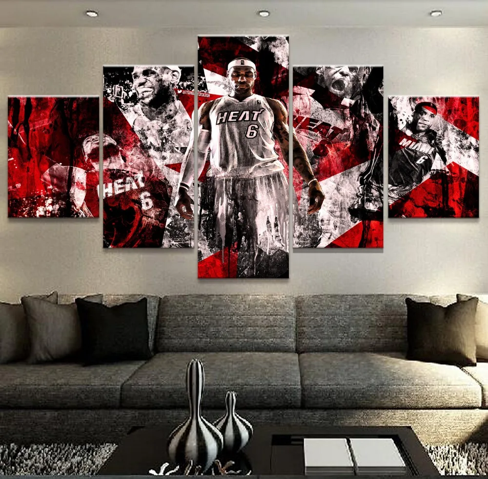 

Canvas Paintings Wall Art HD Printed Framework 5 Pieces Sport Basketball Players Posters For Living Room Home Decorative