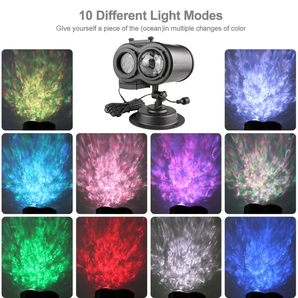 

16 Slides Pattern Christmas Led Laser Light with Double Head Ripple Effect Stage Light for Xmas/Halloween outdoor Decor