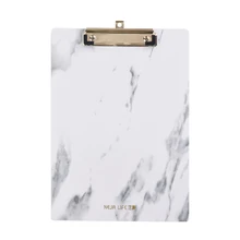 Plastic Clipboard Marble Pattern File Folder with Metal Clips Vertical Clip Boards Paper Writing Pad for Nurses Kids A4 Size
