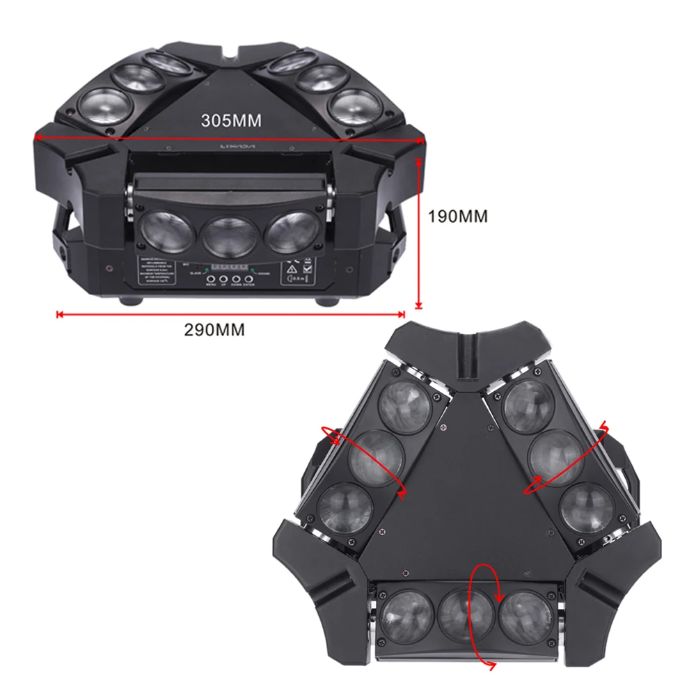 90 Вт 9LED RGBW Полный Цвет DMX512 звук Управление 16/48 канала мини Треугольники паук лампа прожектор для сцены для клуб диско Вечеринка KTV