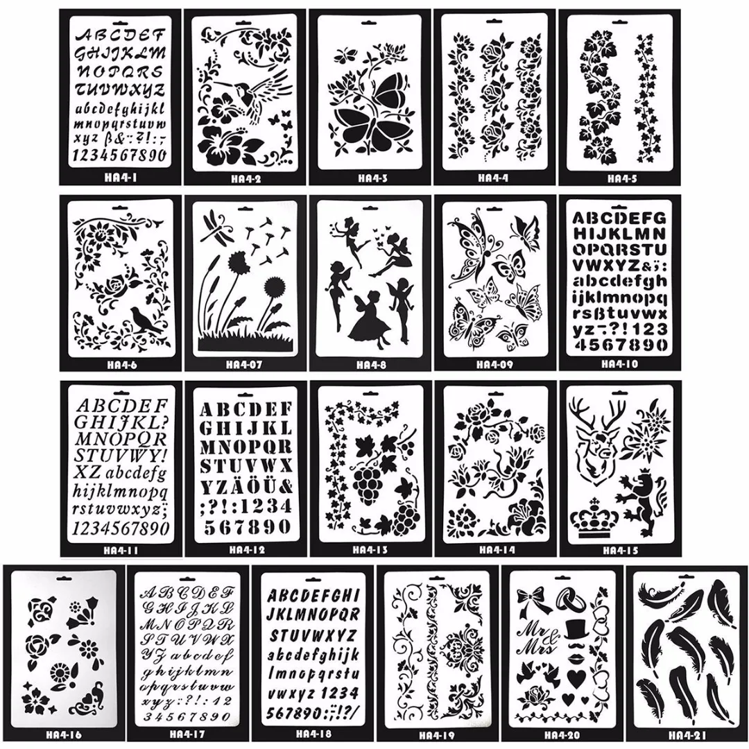 

21pcs Bullet Journal Stencil Set DIY Drawing Painting Template Stencil Diary