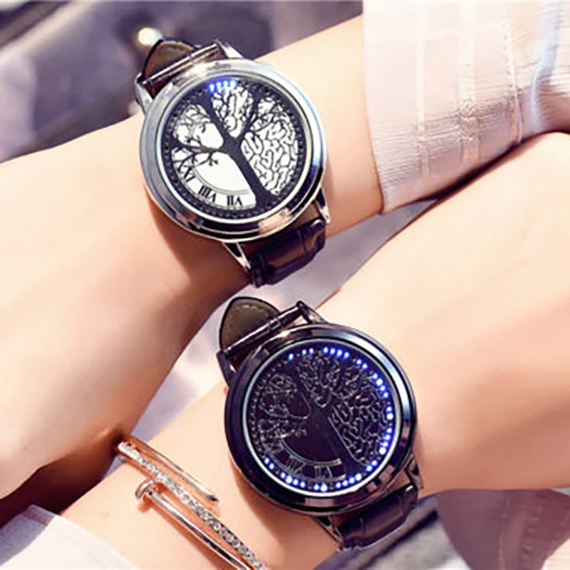 

Smart Watch Round Dial Watch Touch Screen Leather Simple LED Watch Casual Watch Men Present For Friends, Families, Lovers