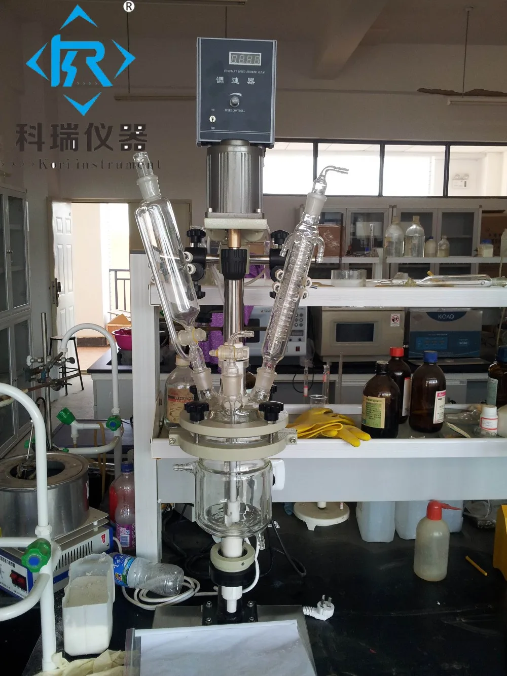 2L лабораторное оборудование китайский производитель Jacketed Lab перемешивают реактор для смешивания, реакции, дистилляции, рефлюкса