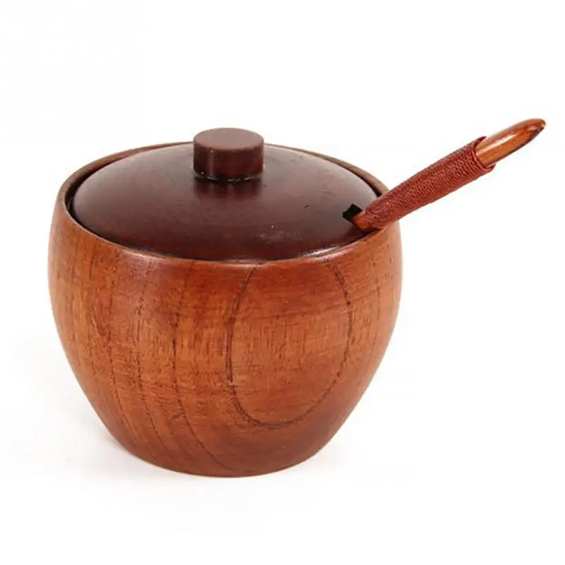 

Wood Seasoning Salt Cans Pot Dish Suits The Kitchen Seasoning Box Salt Pepper Shakers Salt Pigs Wooden Sause Pot