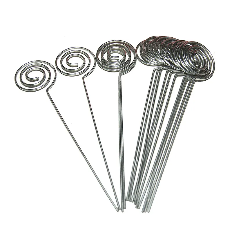 

50/Pack Place Card Holder Pick,Ring Loop Swirl Wire Clip Photo Metal Clamp For DIY Craft & Gift Making, Note Memo Holder(Silve