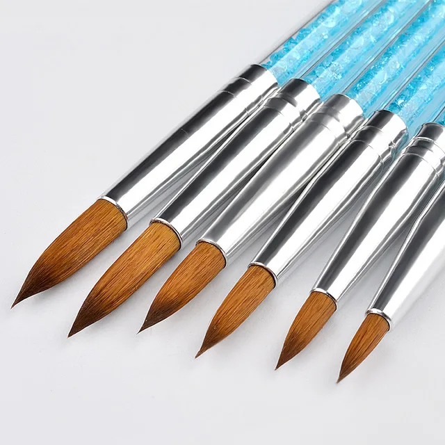 

6 Pcs Nail Art Tool Brush Crystal Pen Blue Transparent Diamond Double Head Rhinestone Nail Carving Dotting Pens Sets