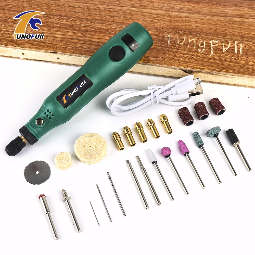 TUNGFULL Cordless Rotary Tool USB Woodworking Engraving Pen DIY For
