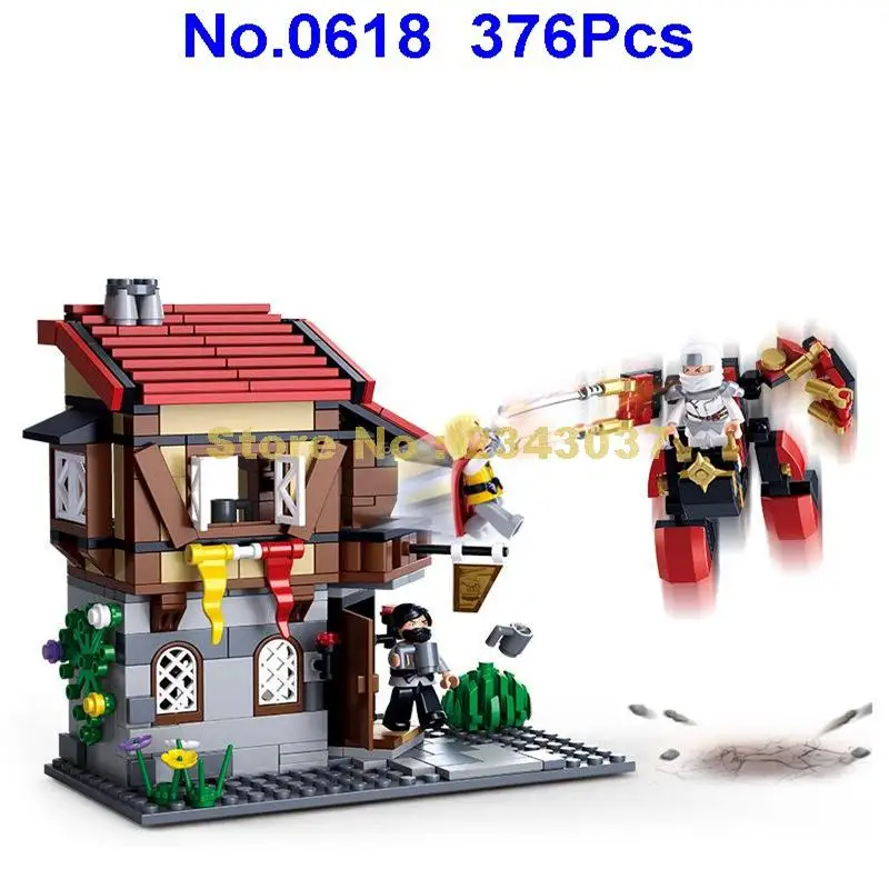 

sluban 0618 376pcs assassin legend armor medieval castle town tavern building block 3 figures Toy