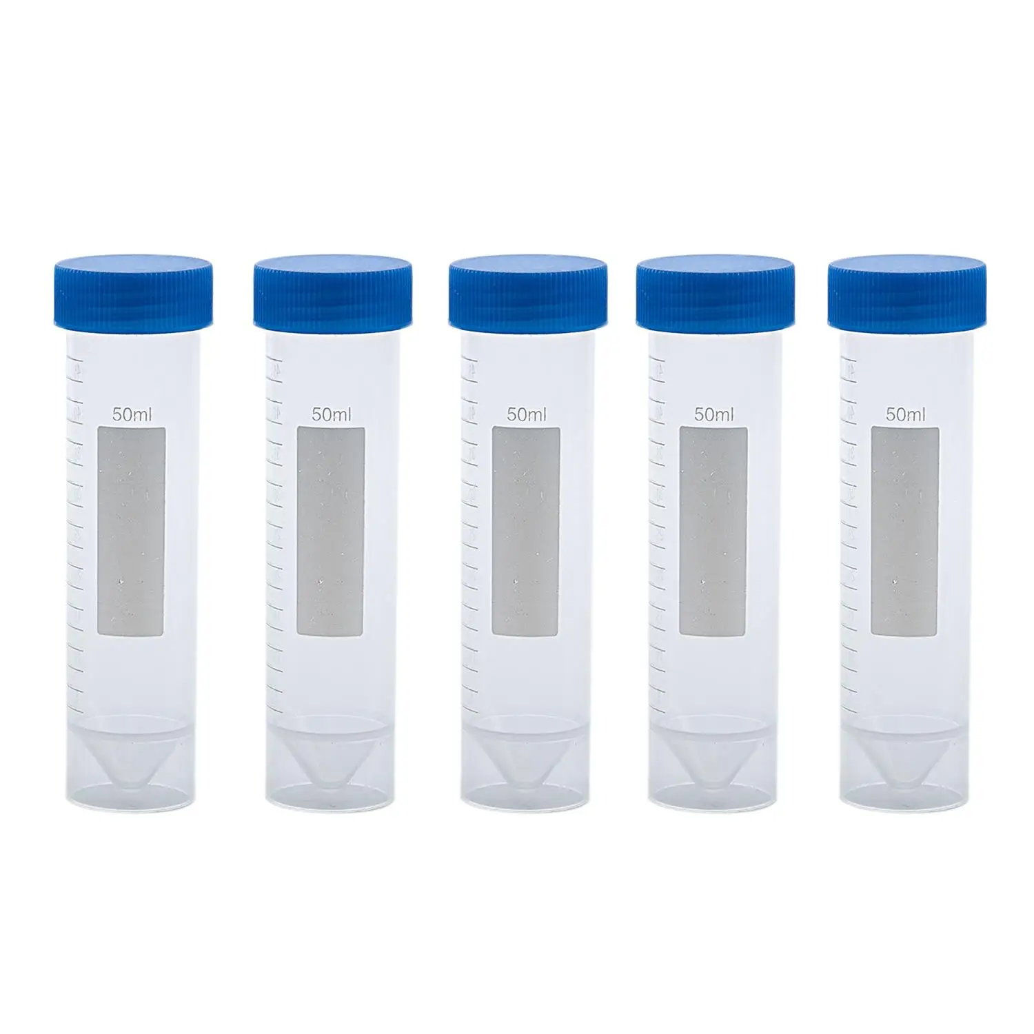 

AAAJ-5 Pieces 50ml Plastic Transparent Centrifuge tube with scale Plastic test tube free-standing with Screw Cap