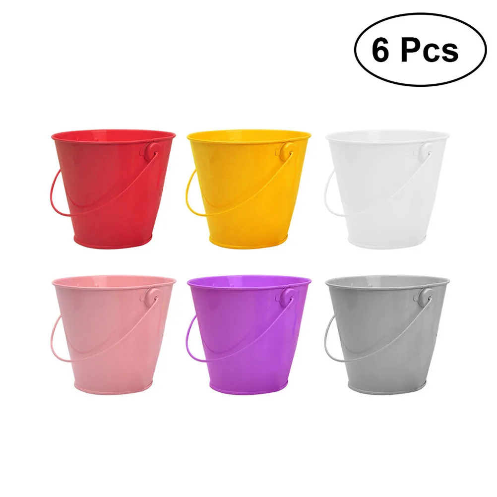 

6pcs Mini Metal Bucket Candy Party Favor Chocolate Buckets DIY Tin for Birthday Party Wedding Baby Shower