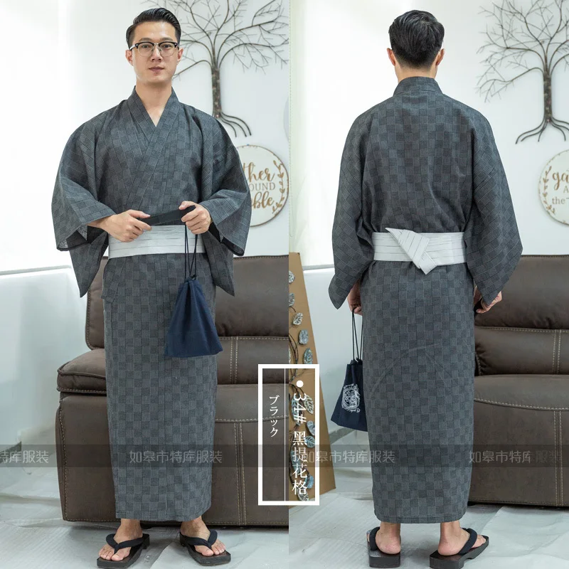 Мужское классическое японское кимоно хлопковый Халат Yukata мужской банный халат