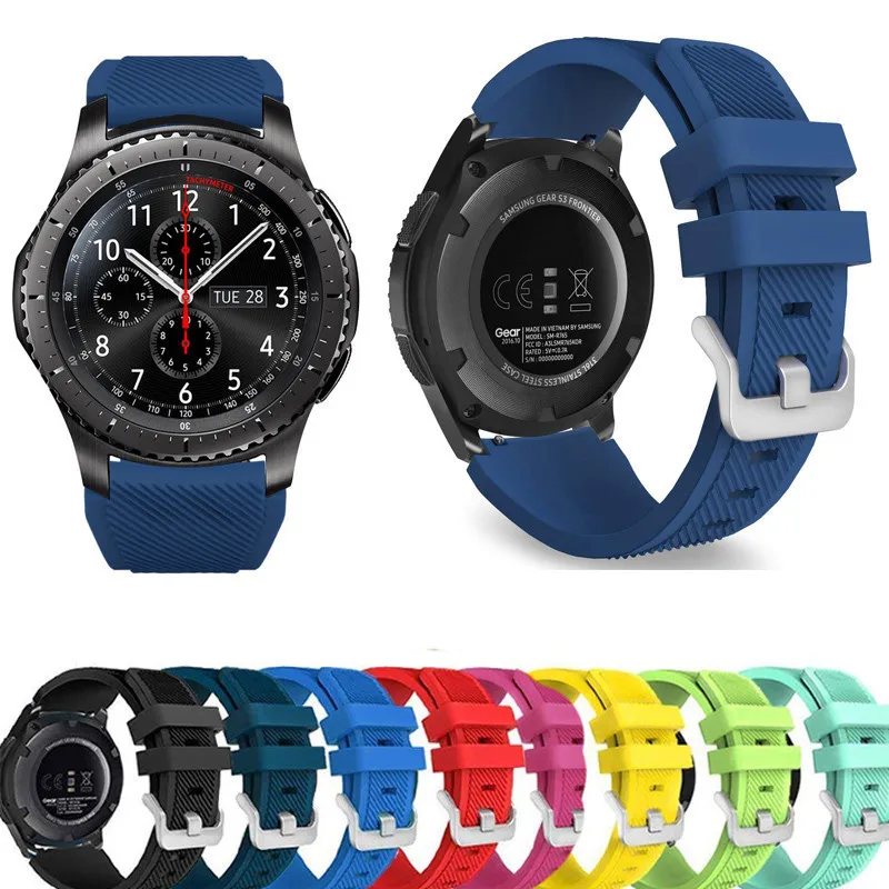 20mm 22mm Silicone Watchband For Samsung Galaxy Watch 42mm 46mm Striped Replacement Bracelet