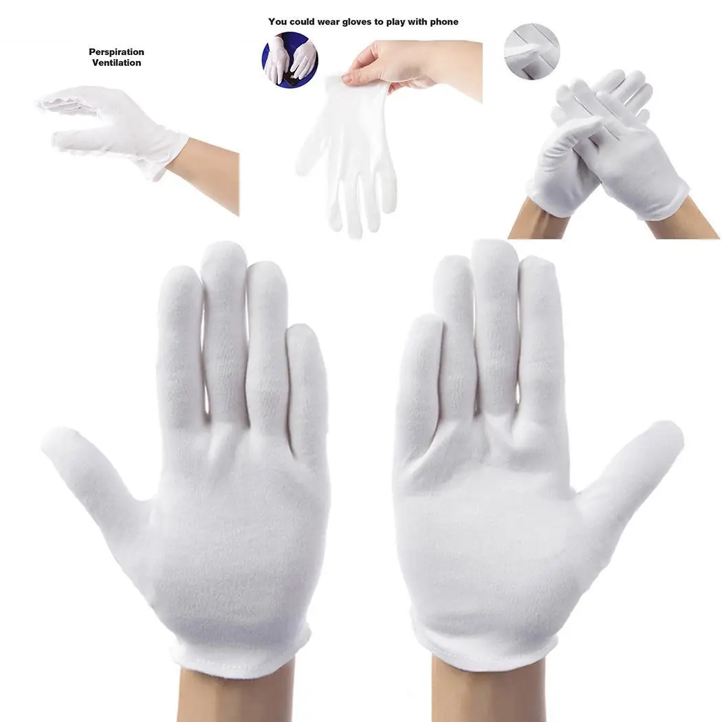 

Etiquette Waiters Drivers Jewelry Solid Breathable White Gloves
