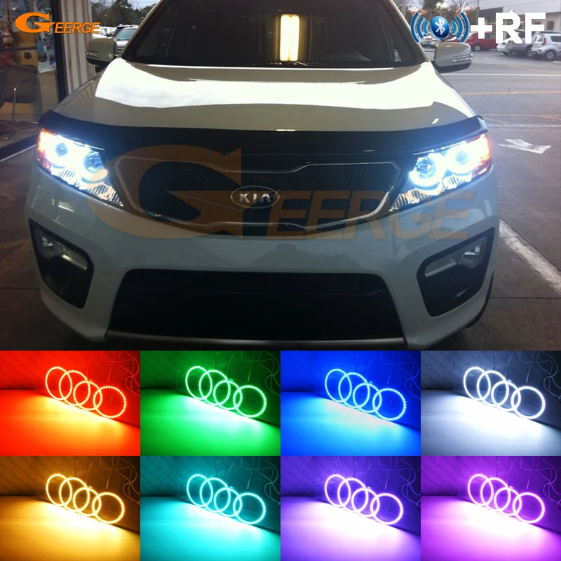 Для Kia Sorento 2010 2011 2012 2013 отличный RF Bluetooth контроллер многоцветный ультра яркий RGB светодиодный ангельские глазки Halo Кольцо Комплект