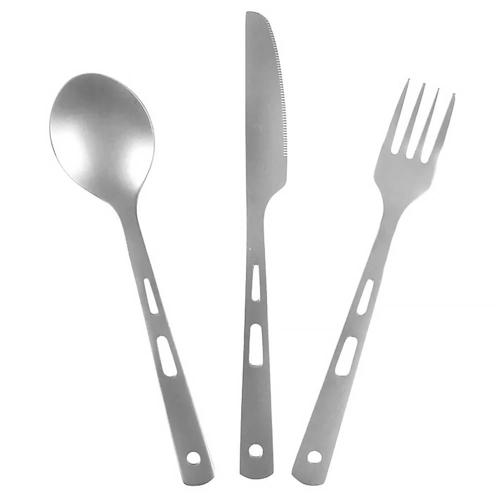 3 piezas desmontable al aire libre vajilla cuchillo de tenedor cuchara de titanio cubiertos senderismo Camping Picnic portátil vajilla ~