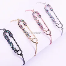 10 шт. дизайн Радуга CZ кубический цирконий Micro Pave разъем браслет, Шарм Регулируемая цепь скользящие браслеты для женщин