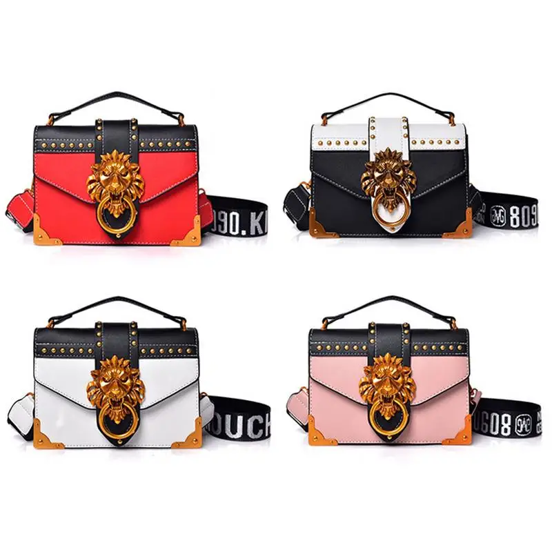 

Women Fashion New PU Sling Shoulder Bag Handbag Korean Simple Casual Rivet Crossbody Messenger Small Square Hand Bags Girl Tote