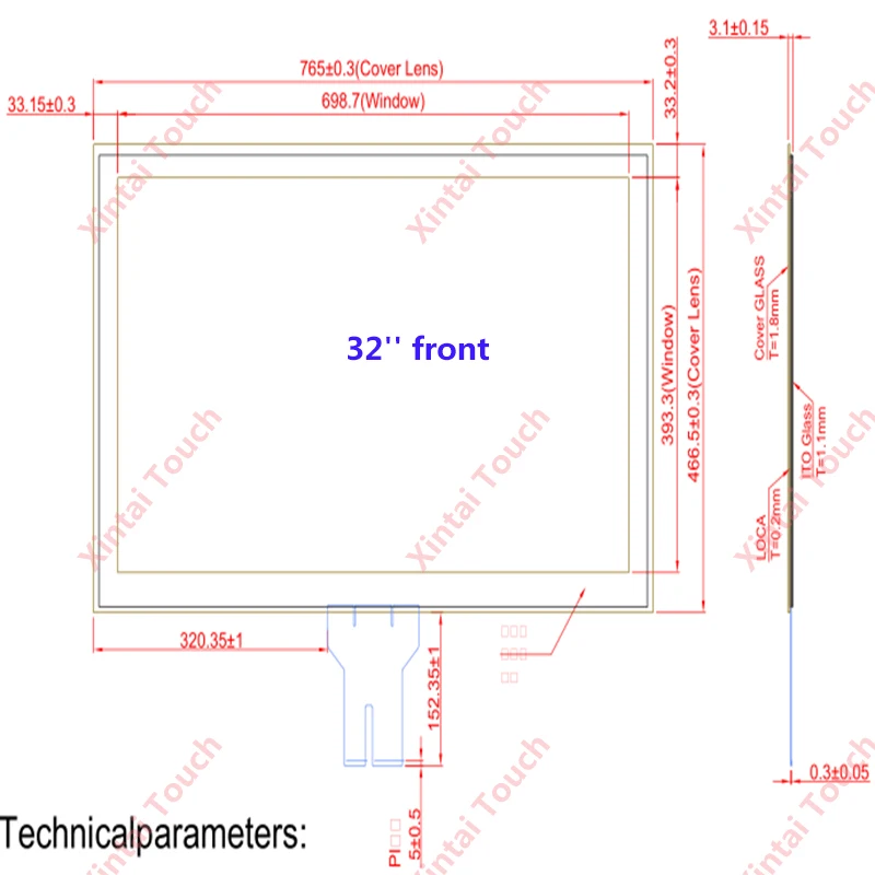 Xintai Touch 32 дюйма соотношение 16:9 проекционная емкостная сенсорная панель с 10 точек касания Plug& Play