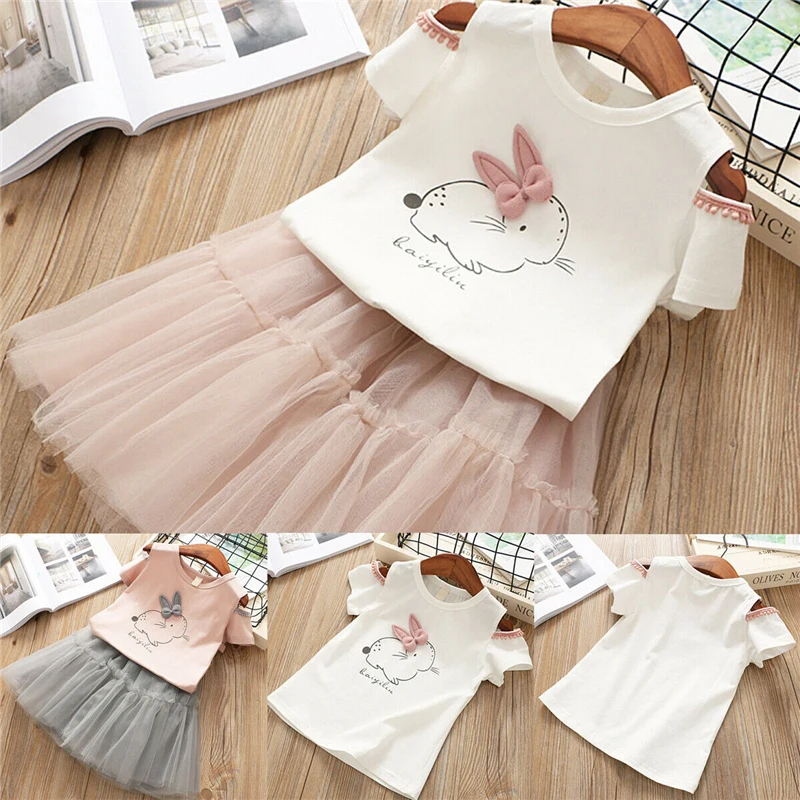 

2019 Hot Toddler Baby Kids Girls Clothes Easter Bunny Pattern T-Shirt+Tutu Skirts Cute Girls Costume New Outfit 1-6Y Clothes Set
