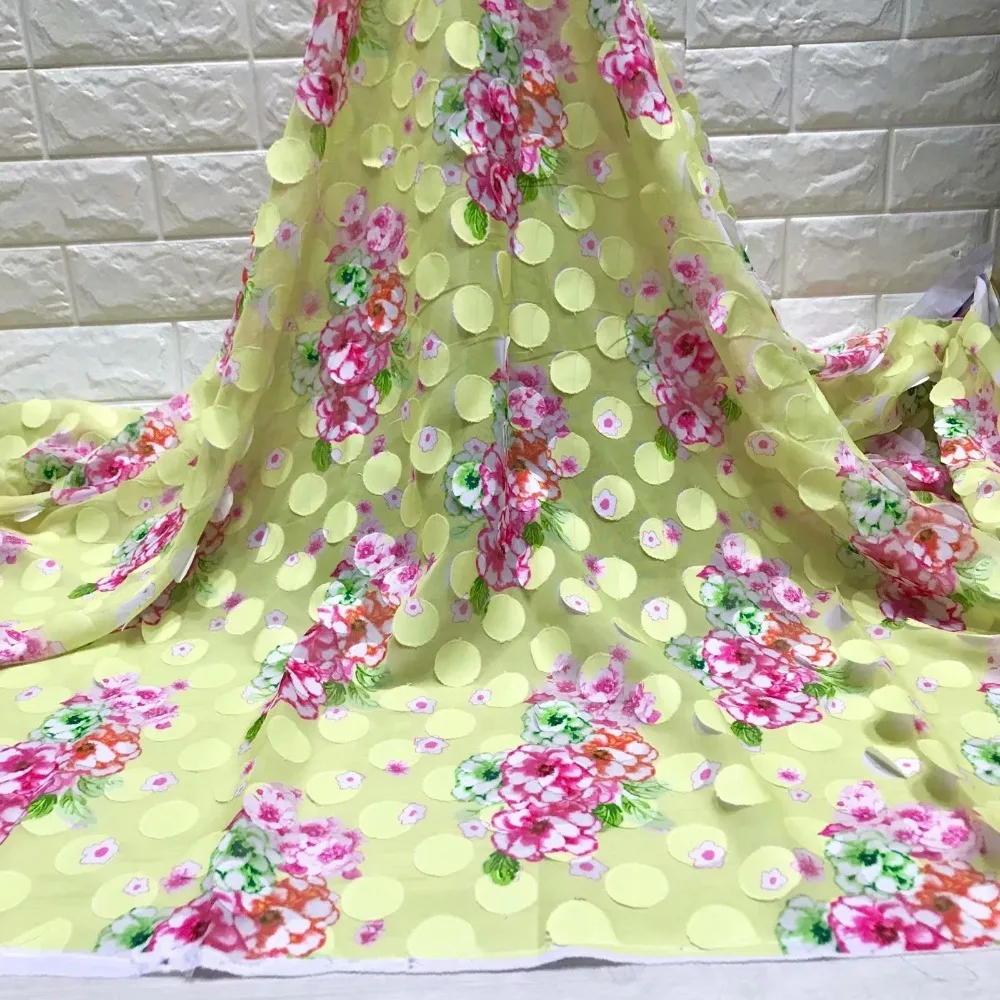 

2019 New To Beautiful African Lace Fabrics With 3d Chiffon Embroidery French Chiffon Lace Fabrics 6 Colors 5 Yards Per Batch