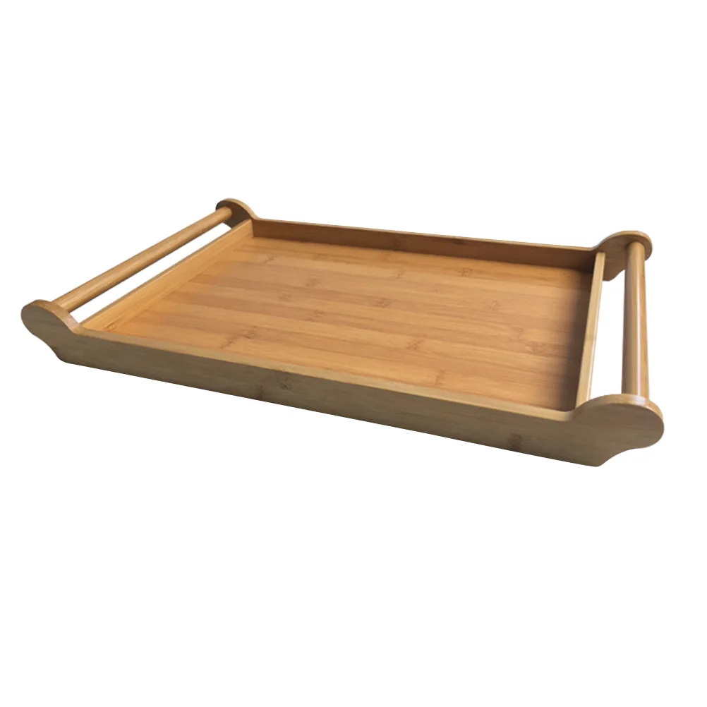 

1PC Bamboo Tea Tray Cup Plate Food Dessert Serving Tray with Two Handle Traditional Elegant Chinese Style Tea Table