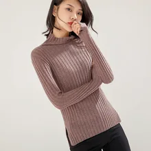 High-grade temperament women's cashmere blends bottoming sweater women's solid split sweater woman antumn and winter 18225 High-grade temperament women's cashmere blends bottoming sweater women's solid split sweater woman antumn and winter 18225