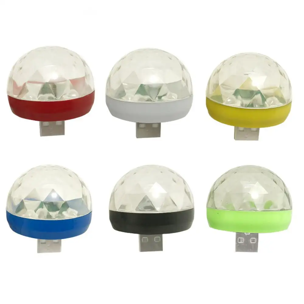 Mini USB Disco luz LED fiesta luces portátil de cristal mágico bola colorida efecto lámpara de escenario para la decoración del Karaoke del partido del hogar