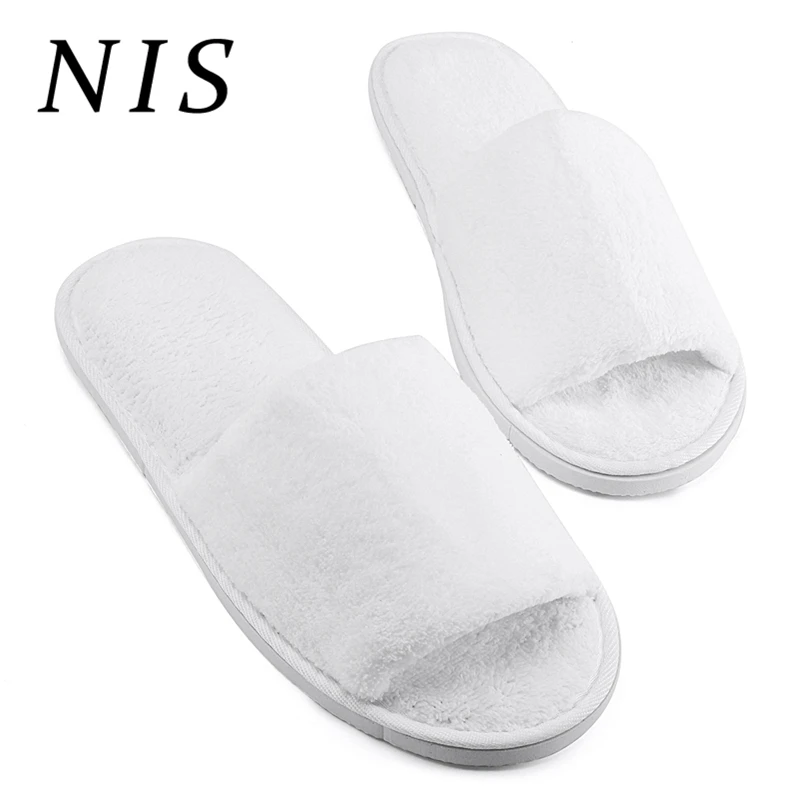 

NIS Soft Plush Unisex Indoor Slippers Men Women Spa Hotel Home Slippers Shoes Woman Simple Disposable Slipper About 28.5cm New