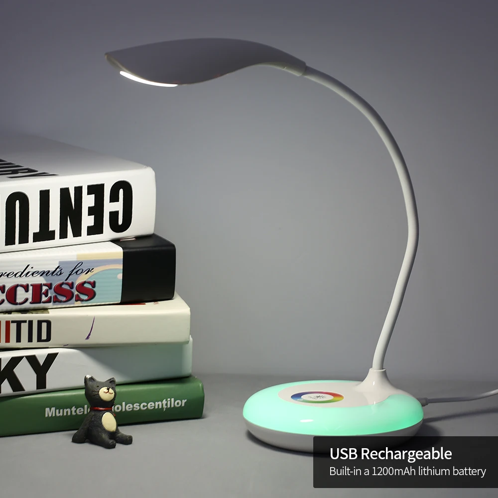 

Reading Lamp AC100-240V Kids USB LED White + RGB Touch Dimmable Desktop Light 360 Flexible Gooseneck Eye Protection Night Lamp