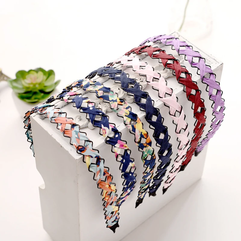 

Hot 1PC Hollow iron wire weaving cloth wide headband headband fabric headwear wholesale