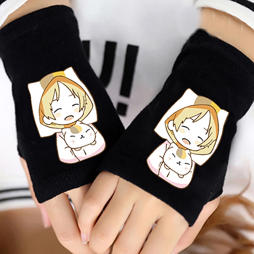  Anime Natsume's Book of Friends Cotton Knit Wrist Gloves Mitten Lovers Anime Accessories Cosplay Fingerless Warm Gloves